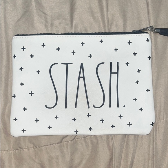 RAE DUNN White 'STASH' Zip Pouch - Stylish Everyday Carry NWOT! - Picture 2 of 4
